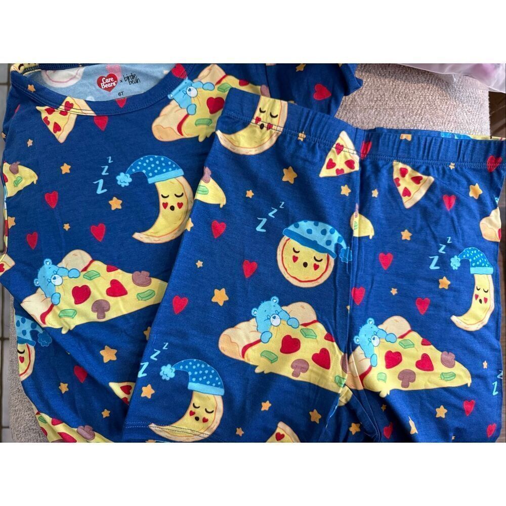 NWT Birdie Bean Bamboo Care Bears™ Bedtime Pizza 2-Piece PJ: SHORT 6T - Picture 5 of 9